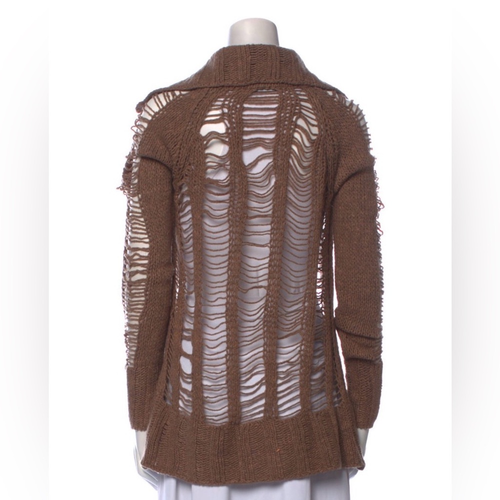 100% Wool Gorgeous Scanlan Theodore Tan Open-Knit Cardigan EUC - XS/S - Picture 3 of 3